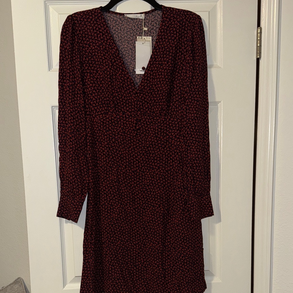 Mango Dark Red Long Sleeve Dress